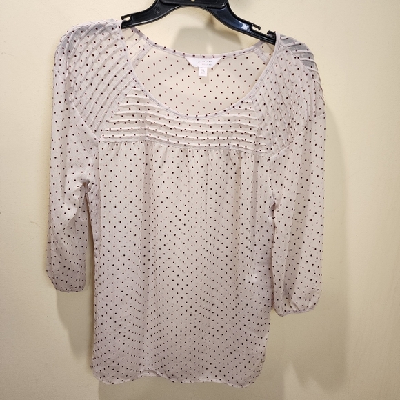 LC Lauren Conrad Cream and Red Polka Dot light weight blouse size L fits M - Picture 11 of 12